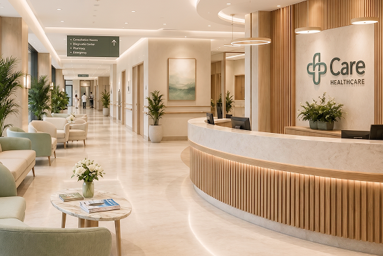 Healthcare reception and lobby interior