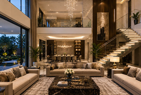 Luxury residence living and dining interior