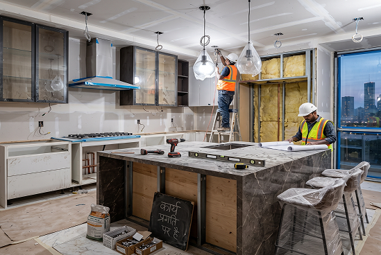 Arched wall feature during renovation