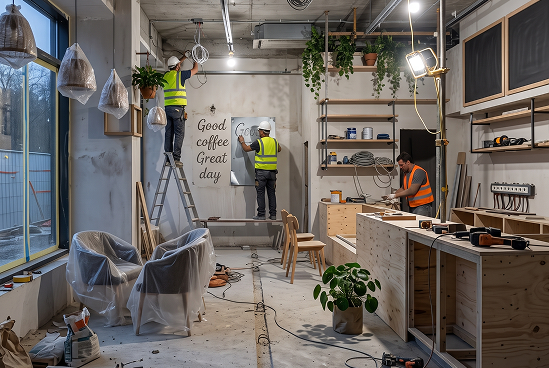 Interior renovation with metal framing